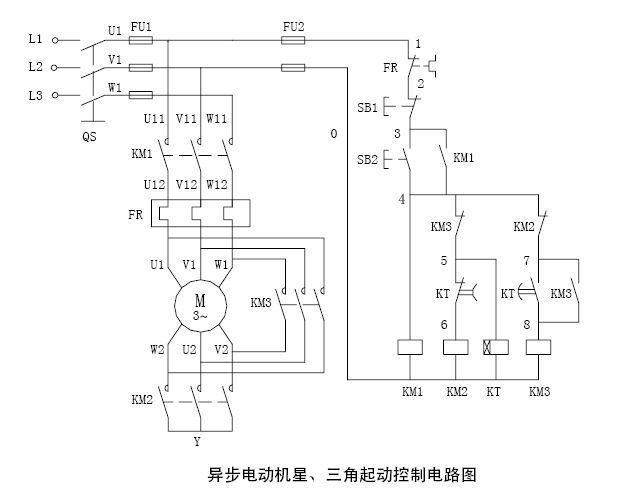 电机星三角降压启动原理电路图分析