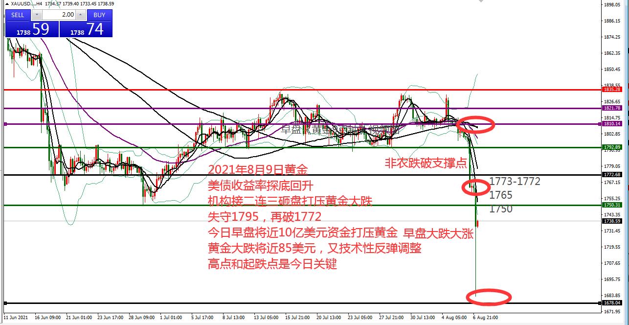 何小冰：黄金急跌后，起跌点高点1765作分界 08.09